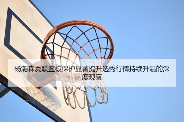 杨瀚森夏联篮板保护显著提升选秀行情持续升温的深度观察